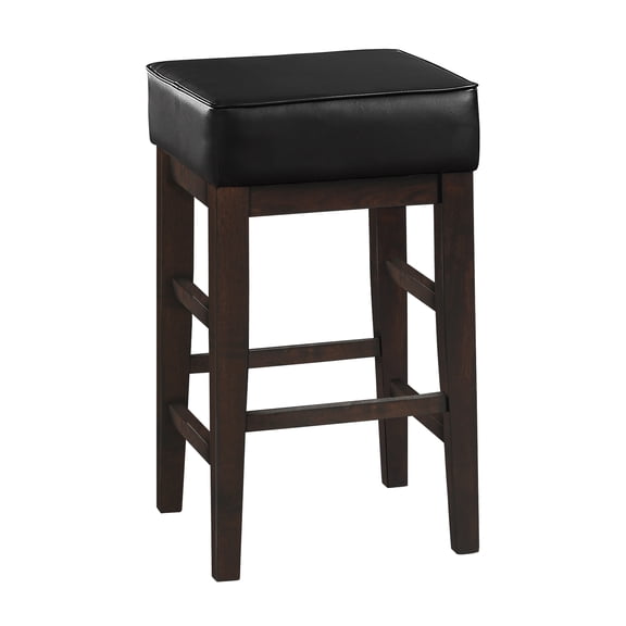 CoSoTower Transitional Black Faux Leather Seat 24-Inch Counter Height Stools Set of 2, Espresso Finish Solid Wood Frame