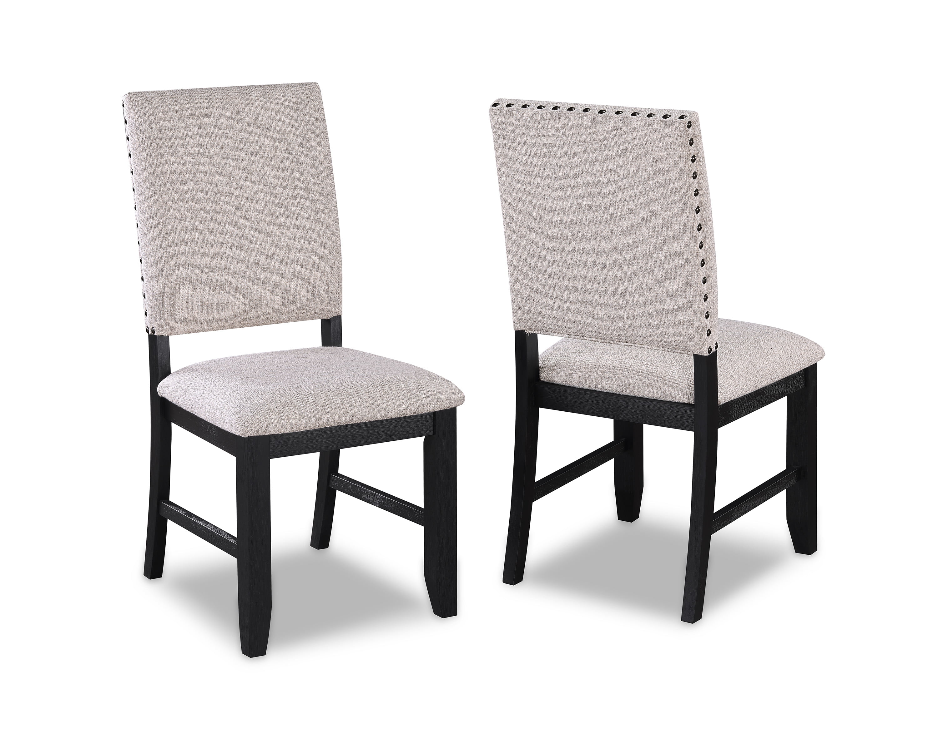 Regent Charcoal Black Upholstered Wood Side Chair Set