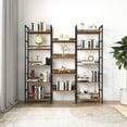 thumbnail image 1 of CoSoTower Triple Wide 5-shelf Bookshelves Industrial Retro Wooden Style Home and Office Large Open Bookshelves, Rustic Brown, 69.3’’W x 11.8’’D x 70.1’’H, 1 of 9