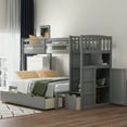 thumbnail image 1 of CoSoTower Twin Over Full/Twin Bunk Bed, Convertible Bottom Bed, Storage Shelves And Drawers, Gray, 1 of 9
