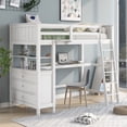 thumbnail image 1 of CoSoTower Twin Size Loft Bed with Drawers and Desk, Wooden Loft Bed with Shelve, White, 1 of 9