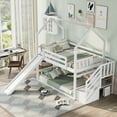thumbnail image 1 of CoSoTower Twin over Twin House Bunk Bed with Convertible Slide,Storage Staircase,White, 1 of 9
