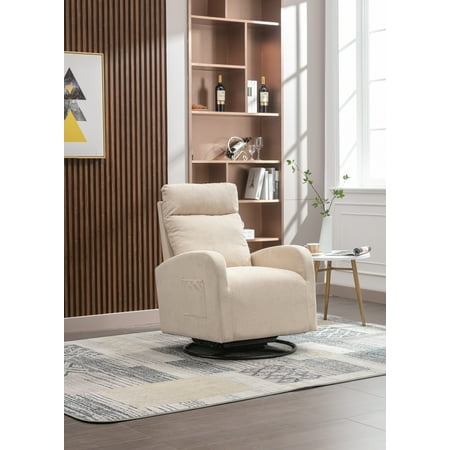 CoSoTower Upholstered Swivel Glider.Rocking Chair for Nursery in Beige.Modern Style One Left Bag