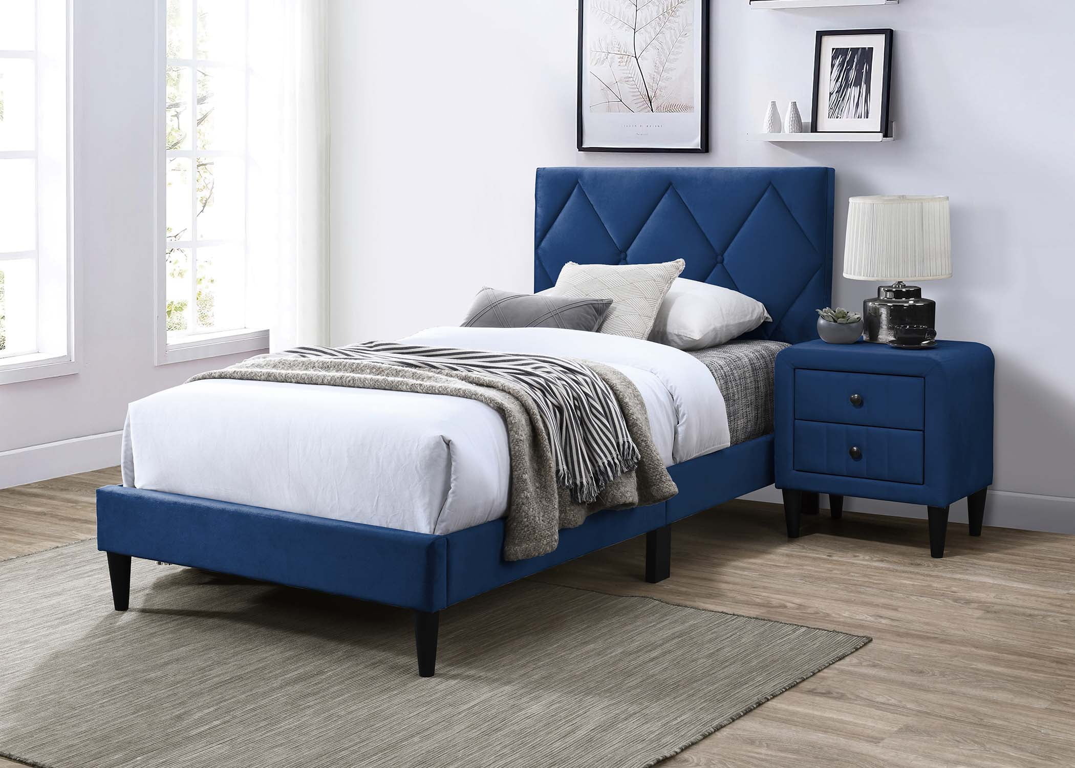 CoSoTower Velvet Twin Bed with Adjustable Headboard - 3" Height ...