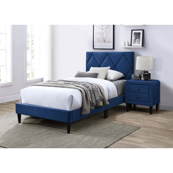 CoSoTower Velvet Twin Bed with Adjustable Headboard - 3" Height ...