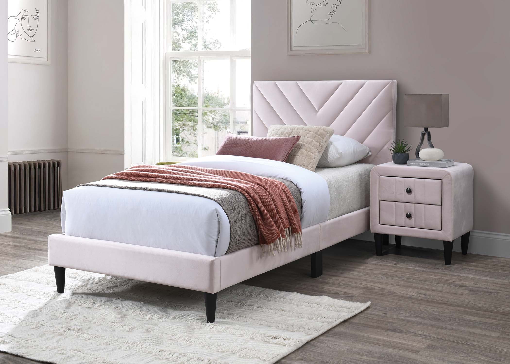 CoSoTower Velvet Twin Bed with Adjustable Headboard - 3" Height ...