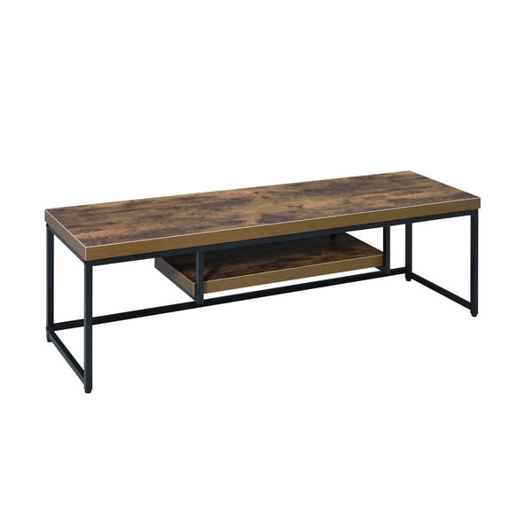 CoSoTower Weathered Oak and Black 1-Shelf TV Stand