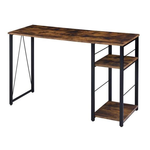 CoSoTower Weathered Oak and Black 2-Shelf Rectangular Writing Desk