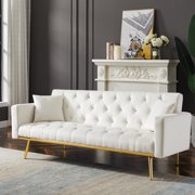 CoSoTower White Convertible Folding Futon Sofa Bed , Sleeper Sofa Couch For Compact Living Space