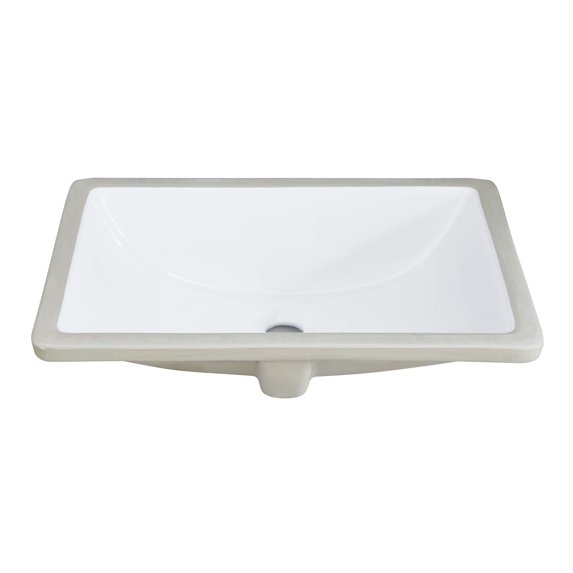 CoSoTower White Rectangular Undermount Bathroom Sink With Overflow