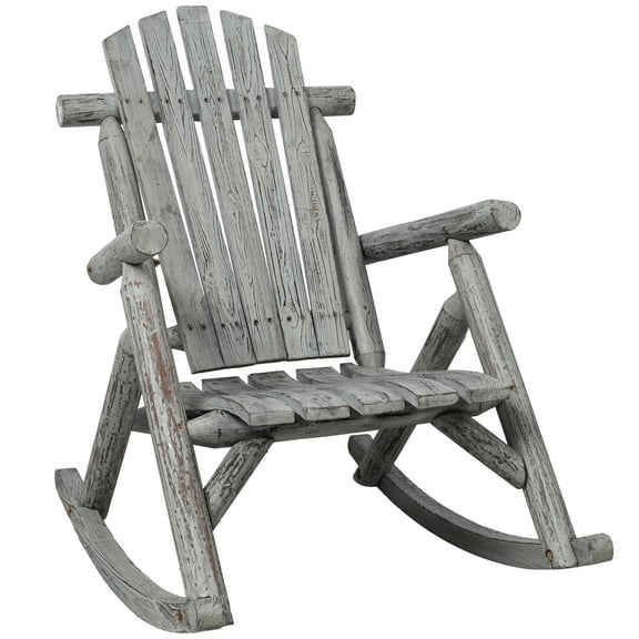 CoSoTower Wooden Porch Rocker Chair,Durable Wooden Porch Rocker Chair,Fir Log Rocking Chair,Patio Rockers for Outside,Garde.Light Gray Color