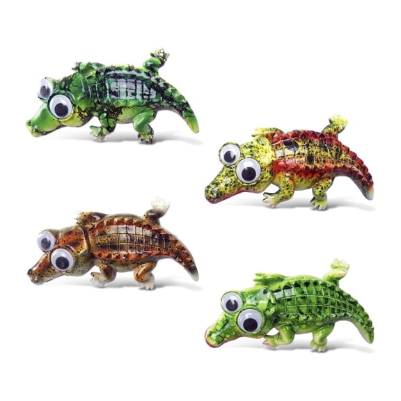 CoTa Global Alligator Refrigerator Bobble-Eye Magnets Set of 4 - Assorted Color Fun Cute Wild Life Big Eye Magnets For Kitchen Fridge & Locker, Home Decor & Cool Office Decorative Novelty - 4 Pack