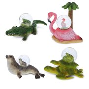 CoTa Global Alligator, Seal, Flamingo, Sea Turtle Snow Globe Set of 4   Water Globe Figurines, Collectible Novelty Ornament for Home Decor, Gift for Birthdays, Christmas, and Valentines   45mm
