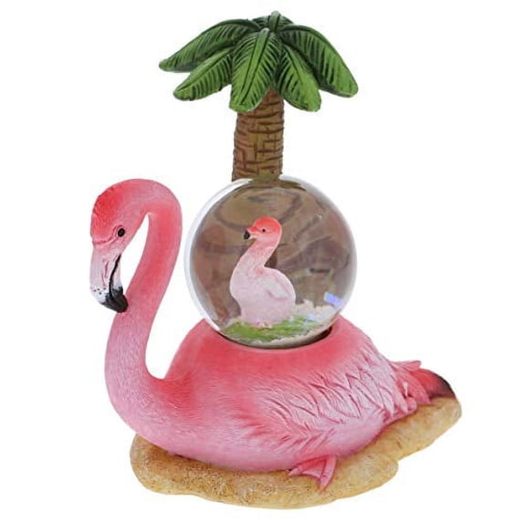 CoTa Global Animal Glitter Snow Globe Glass Collectibles, Cool Land & Ocean Decor Wildlife Figurines Snow Globes Centerpiece, Nautical Water Globes For Home Decor & Shelf Decorations 45mm - Flamingo