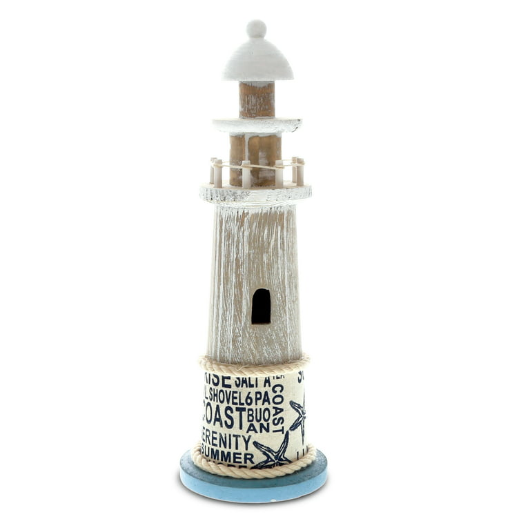 CoTa Global White Lighthouse Decor with Starfish and Fish Net - On