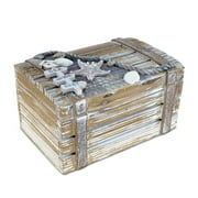 PUZZLED CoTa Global Baja Beach Large Wooden Jewelry Box - Handcrafted Nautical Trinket with Seashell and Starfish Decorations, Accent Tabletop Home Decor - 9 Inches