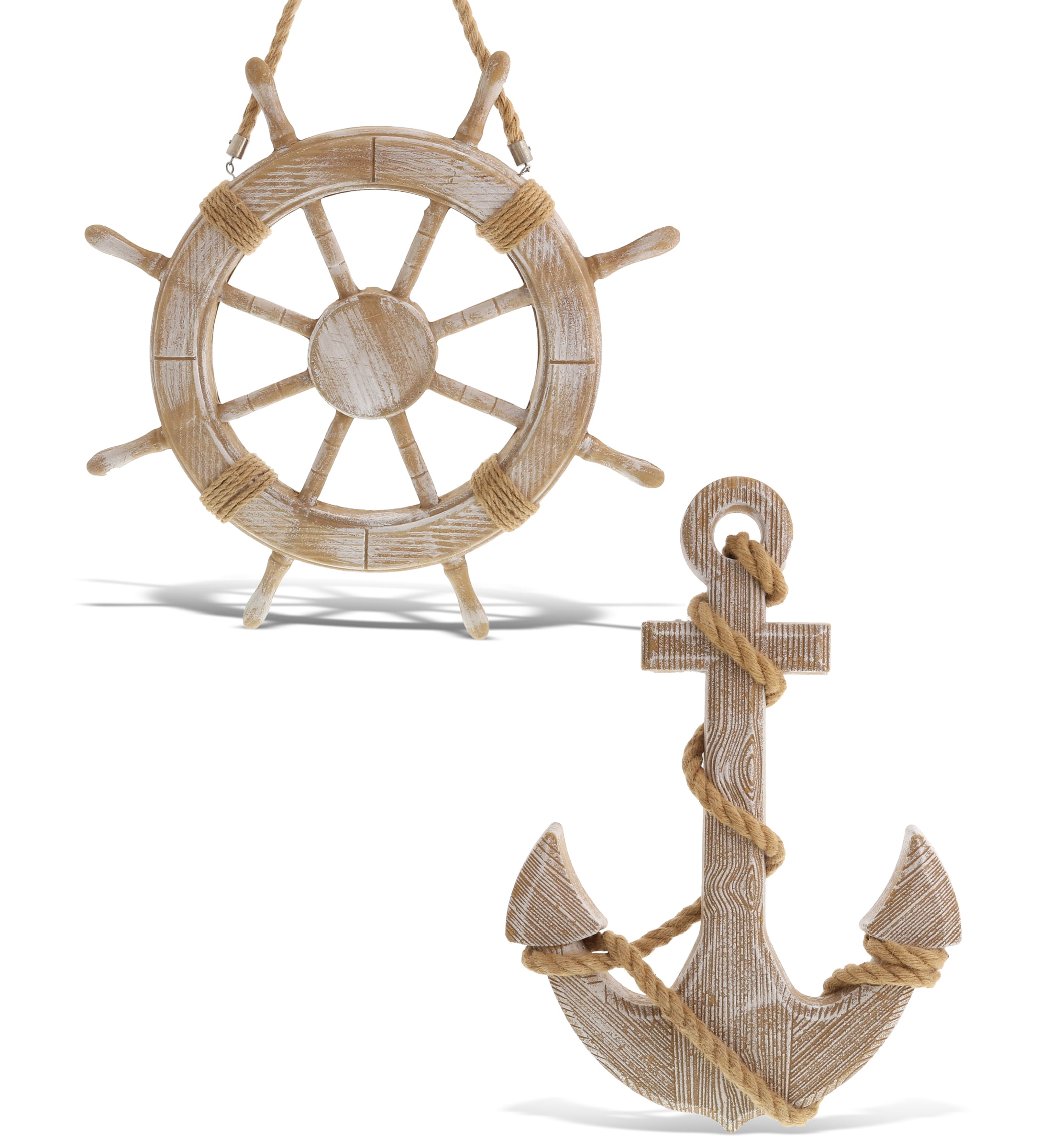 CoTa Global Baja Beach Wall Decor Anchor and Ship Wheel Set