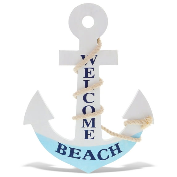 CoTa Global Blue Mist Wall Anchor - Handmade and Crafted Bright Wooden Anchor with Sea Ropes for Hanging, Nautical Themed Home Decor, Pastel Blue Anchor Wall Decor Coastal Ornament - 14 Inch