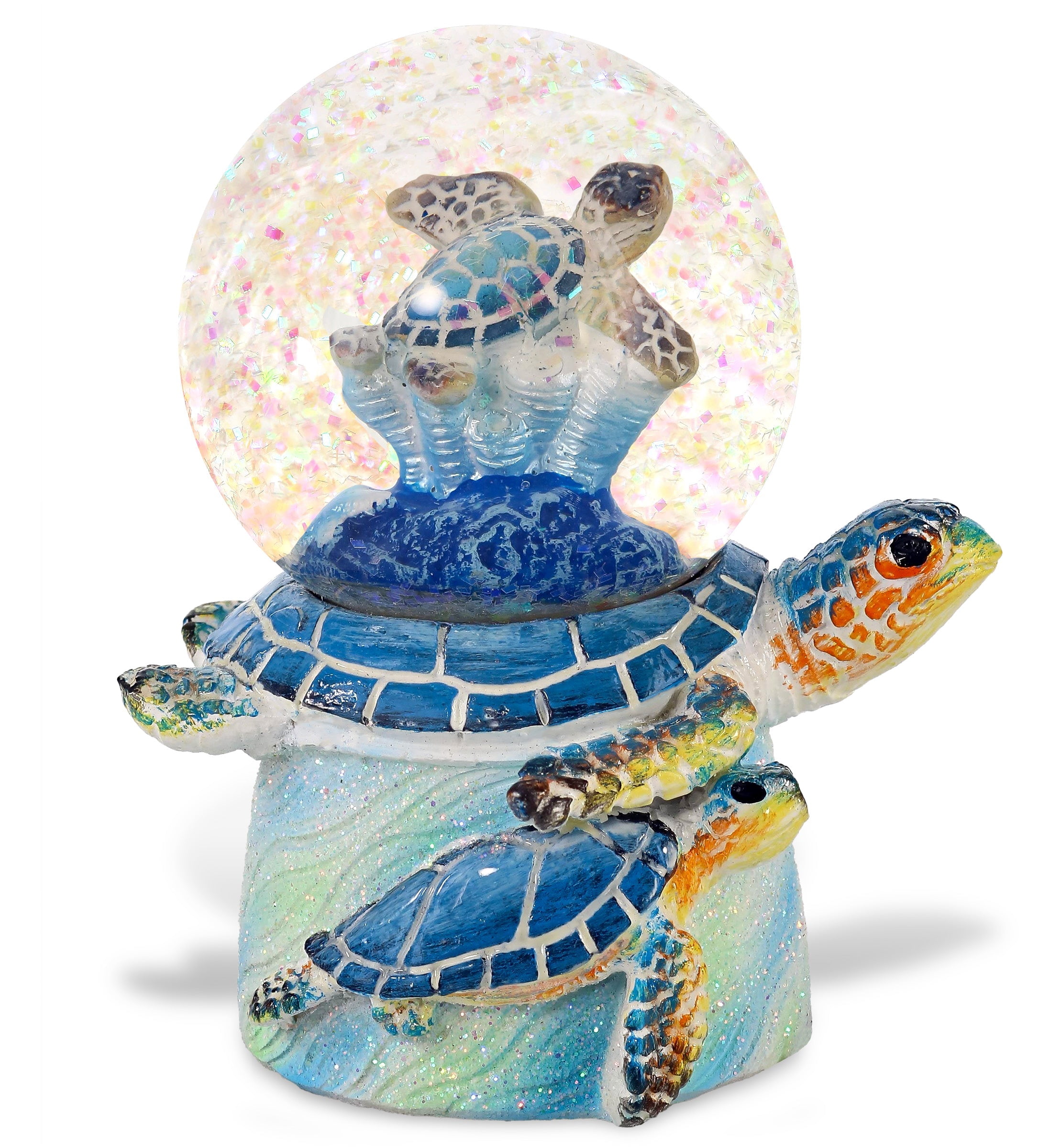 CoTa Global Blue Sea Turtle Snow Globe Decor - Elegant Pink 