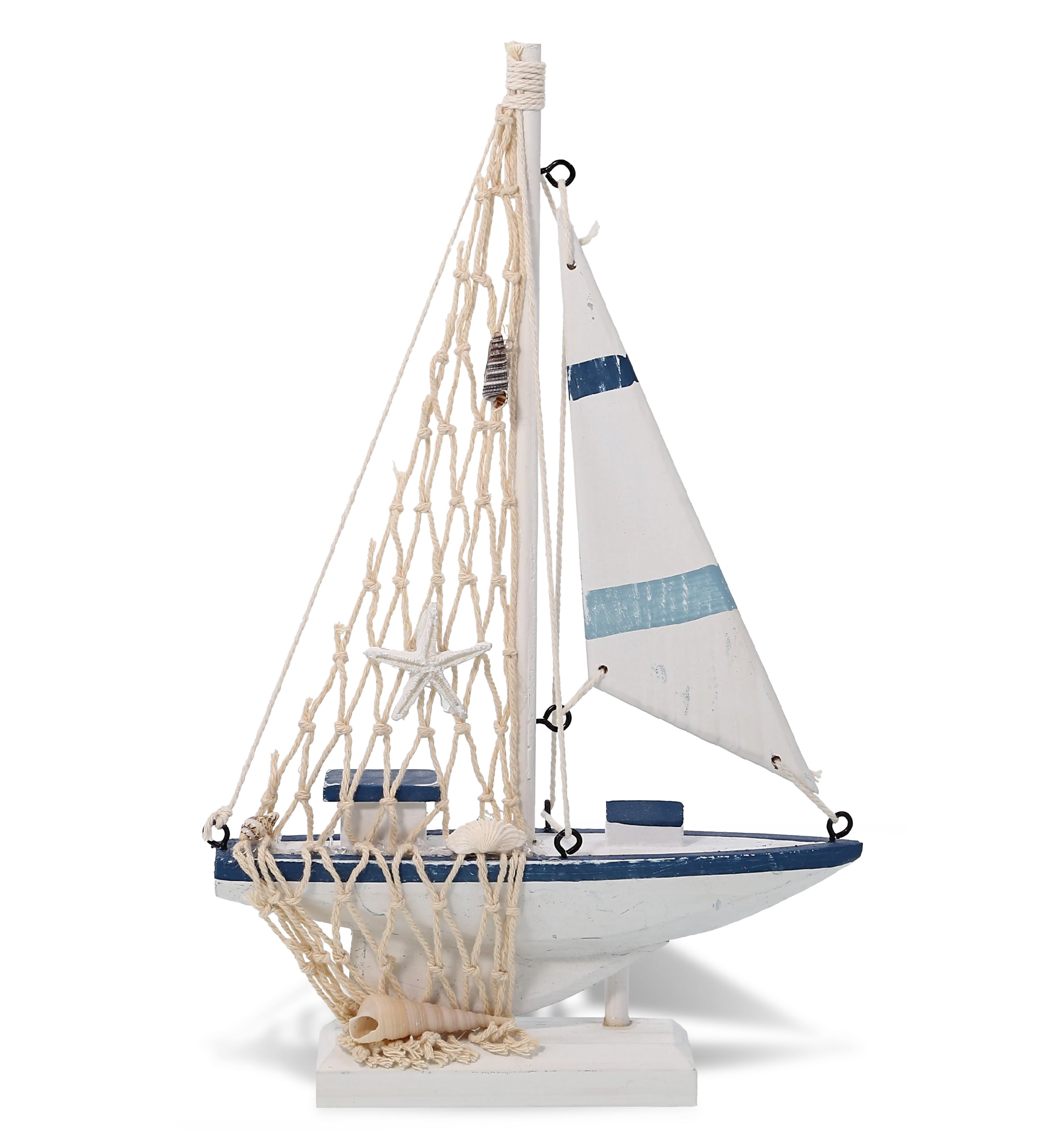 Handcrafted Blue and White Nautical Sailboat Figurine