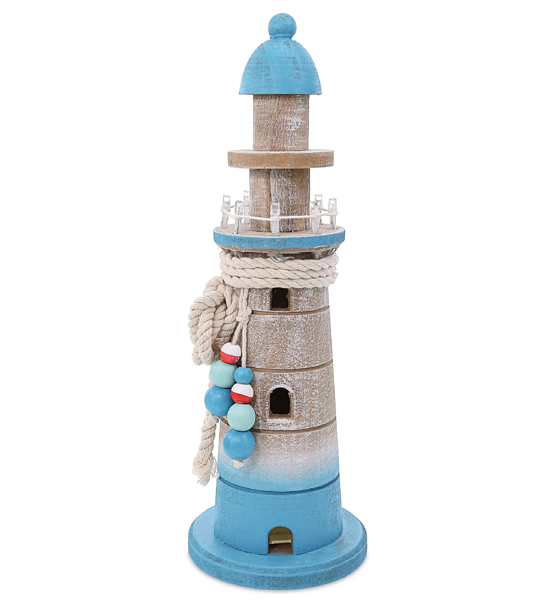 CoTa Global Blue Wave Lighthouse with LED Light Nautical Decor ...