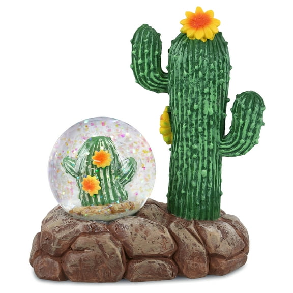CoTa Global Cactus Snow Globe - Magical Rainbow Water Globe Figurine with Sparkling Glitter, Collectible Novelty Ornament For Home Decor, Perfect Gift For Birthdays, Christmas, and Valentine - 45mm
