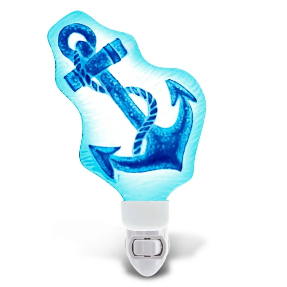 CoTa Global CoTa Global Ship Anchor Glass Plug In Night Light Energy Efficient LED Nightlight Wall Decorative Manual On & Off Switch Incandescent Portable Lights for Stairways Bedroom Kitchen Hall