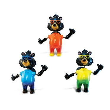 CoTa Global Cool Black Bear Refrigerator Bobble Magnets Set of 3 - Assorted Color Fun Cute Wild Bear Animal Bobble Head Magnets For Kitchen Fridge, Home Decor and Cool Office Decor Novelty - 3 Pack