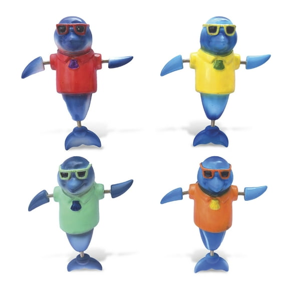CoTa Global Cool Dolphin Refrigerator Bobble Magnets Set of 4 - Assorted Color Fun Cute Ocean Life Animal Bobble Head Magnets For Kitchen Fridge, Home Decor and Cool Office Decorative Novelty - 4 Pack