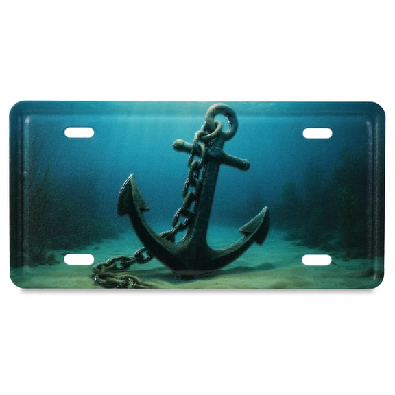 CoTa Global Decorative Anchor License Plate Magnet - Fun Ocean Nautical Decor Magnets for Fridge or Locker, Metal Holder for Photos or Notes, Novelty Gift Stationary for Office, Home, Kitchen