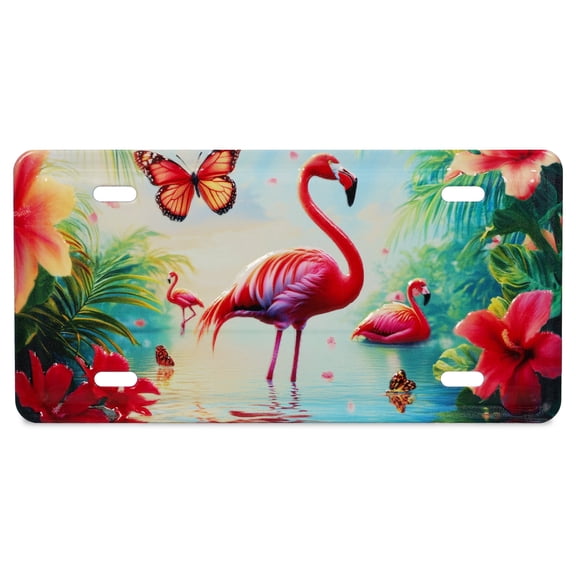 CoTa Global Decorative Flamingo License Plate Magnet - Fun Wildlife Animal Magnets for Fridge or Locker, Metal Holder for Photos or Notes, Novelty Gift Stationary for Office, Home, Kitchen