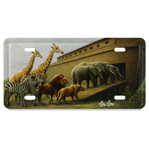 CoTa Global Decorative Noah's Ark License Plate Magnet - Fun Animal Scene Magnets for Fridge or Locker, Metal Holder for Photos or Notes, Novelty Gift Stationary for Office, Home, Kitchen
