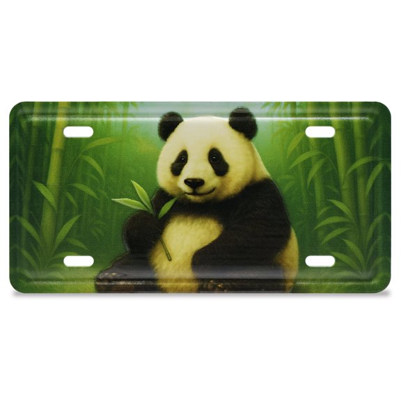 CoTa Global Decorative Panda License Plate Magnet - Fun Wildlife Animal Magnets for Fridge or Locker, Metal Holder for Photos or Notes, Novelty Gift Stationary for Office, Home, Kitchen