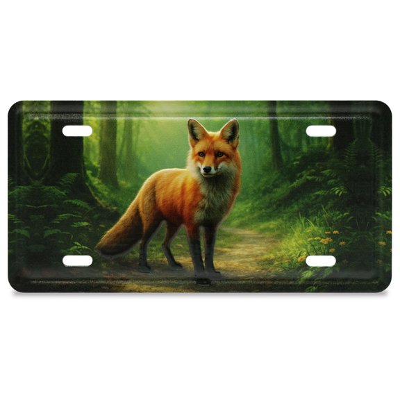 CoTa Global Decorative Red Fox License Plate Magnet - Fun Wildlife Animal Magnets for Fridge or Locker, Metal Holder for Photos or Notes, Novelty Gift Stationary for Office, Home, Kitchen