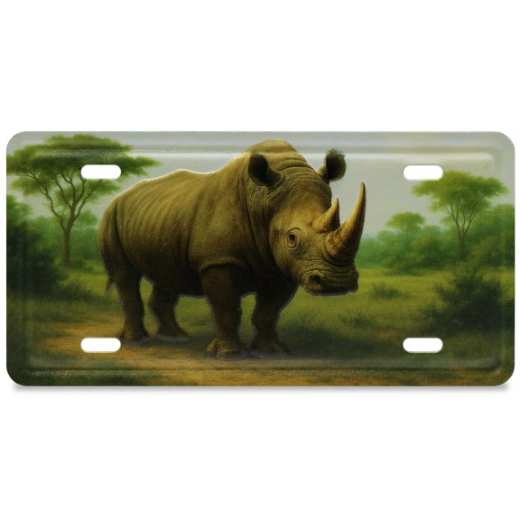 CoTa Global Decorative Rhino License Plate Magnet - Fun Wildlife Animal Magnets for Fridge or Locker, Metal Holder for Photos or Notes, Novelty Gift Stationary for Office, Home, Kitchen