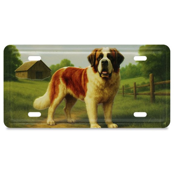 CoTa Global Decorative St. Bernard Dog License Plate Magnet - Fun Pet Animal Magnets for Fridge or Locker, Metal Holder for Photos or Notes, Novelty Gift Stationary for Office, Home, Kitchen