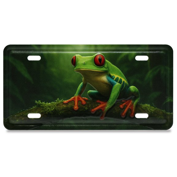 CoTa Global Decorative Tree Frog License Plate Magnet - Fun Wildlife Animal Magnets for Fridge or Locker, Metal Holder for Photos or Notes, Novelty Gift Stationary for Office, Home, Kitchen