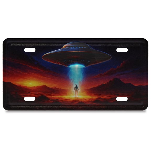 CoTa Global Decorative UFO License Plate Magnet - Fun Space Extraterrestrial Magnets for Fridge or Locker, Metal Holder for Photos or Notes, Novelty Gift Stationary for Office, Home, Kitchen