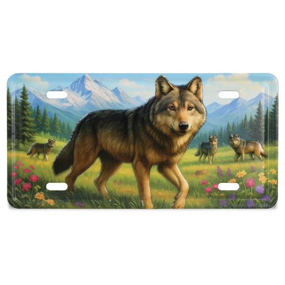 CoTa Global Decorative Wolf License Plate Magnet - Fun Wildlife Animal Magnets for Fridge or Locker, Metal Holder for Photos or Notes, Novelty Gift Stationary for Office, Home, Kitchen