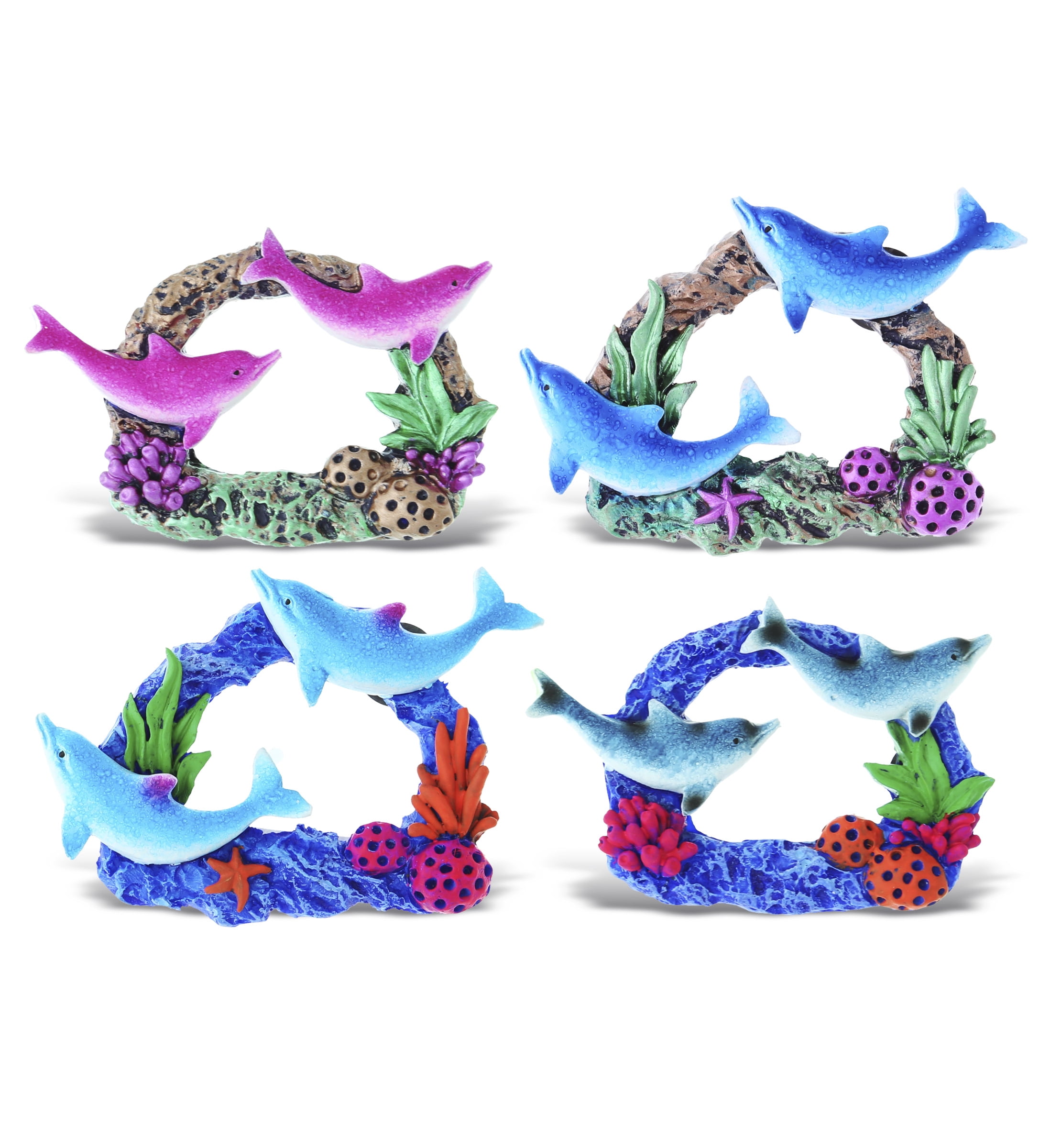 Assorted Color Resin Dolphin Coral Reef Fridge Magnets Set