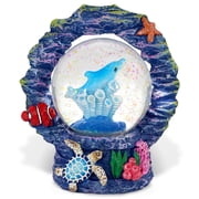 Cota Global Dolphin Coral Snow Globe, Pink Glitter, Animal Figurine, Collectible Decor, 45 mm