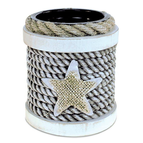 CoTa Global Dream Small Rope Nautical Hanging Wooden Tealight Candle Holder - Table Top Centerpiece Coastal Decor for Home Beach House Rustic Decorative Lantern with Starfish-Handmade Color May Vary