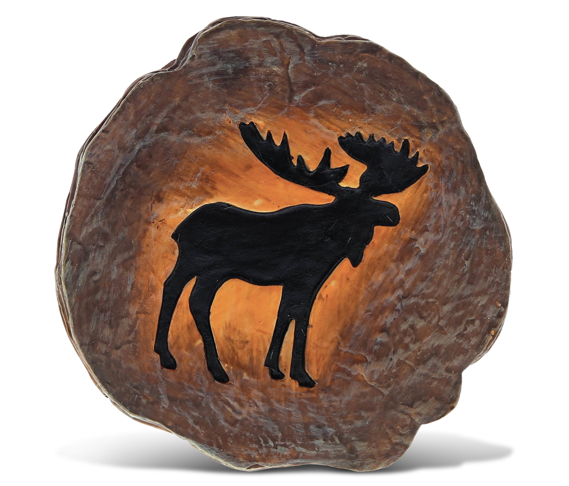 Rustic Brown Resin Moose Coaster with Wood-like Finish