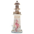 thumbnail image 1 of CoTa Global Flamingo Beach Lighthouse Decor - Handmade and Crafted Wooden Lighthouse Decoration with Sea Shells, Decorative Beach Style Tabletop Centerpiece, Nautical Themed Home Decor - 8.5 Inch, 1 of 7