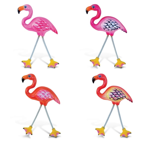 CoTa Global Flamingo Refrigerator Springy Magnets Set of 4 - Assorted Color Cute Tropical Animal Springy Magnets For Kitchen Fridge Door, Cool Zoo Animal Home & Office Novelty Decor Accessory - 4 Pack