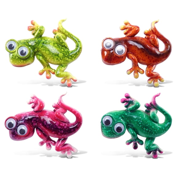 CoTa Global Gecko Refrigerator Bobble Magnets Set of 4 - Colorful Decorative Animal Fridge Magnets, Cute Gecko Kitchen Magnet Fridge Decoration and Locker Decor