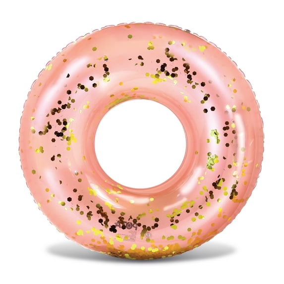 CoTa Global Giant Inflatable Pool Float Tube - Luxurious Pool Ring Float Tube Fun Toy Filled with Sparkle Gold Confetti, Cool Design Pool Tubes for Adults, Kids, and Teens - Rose Gold - 48 Inches