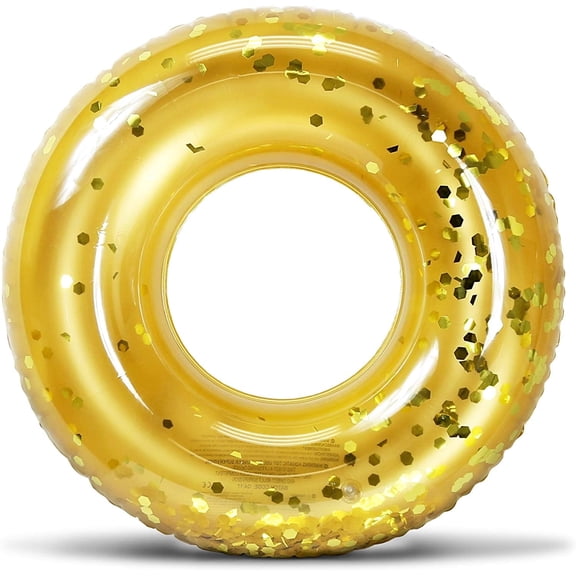 CoTa Global Inflatable Gold Pool Float Tube - Premium Sparkly Confetti Pool Float, Inflatable Tube Ring Pool Float for Kids and Adults, Heavy Duty Pool Ring Party Float for Beach, Lake - 36 Inches