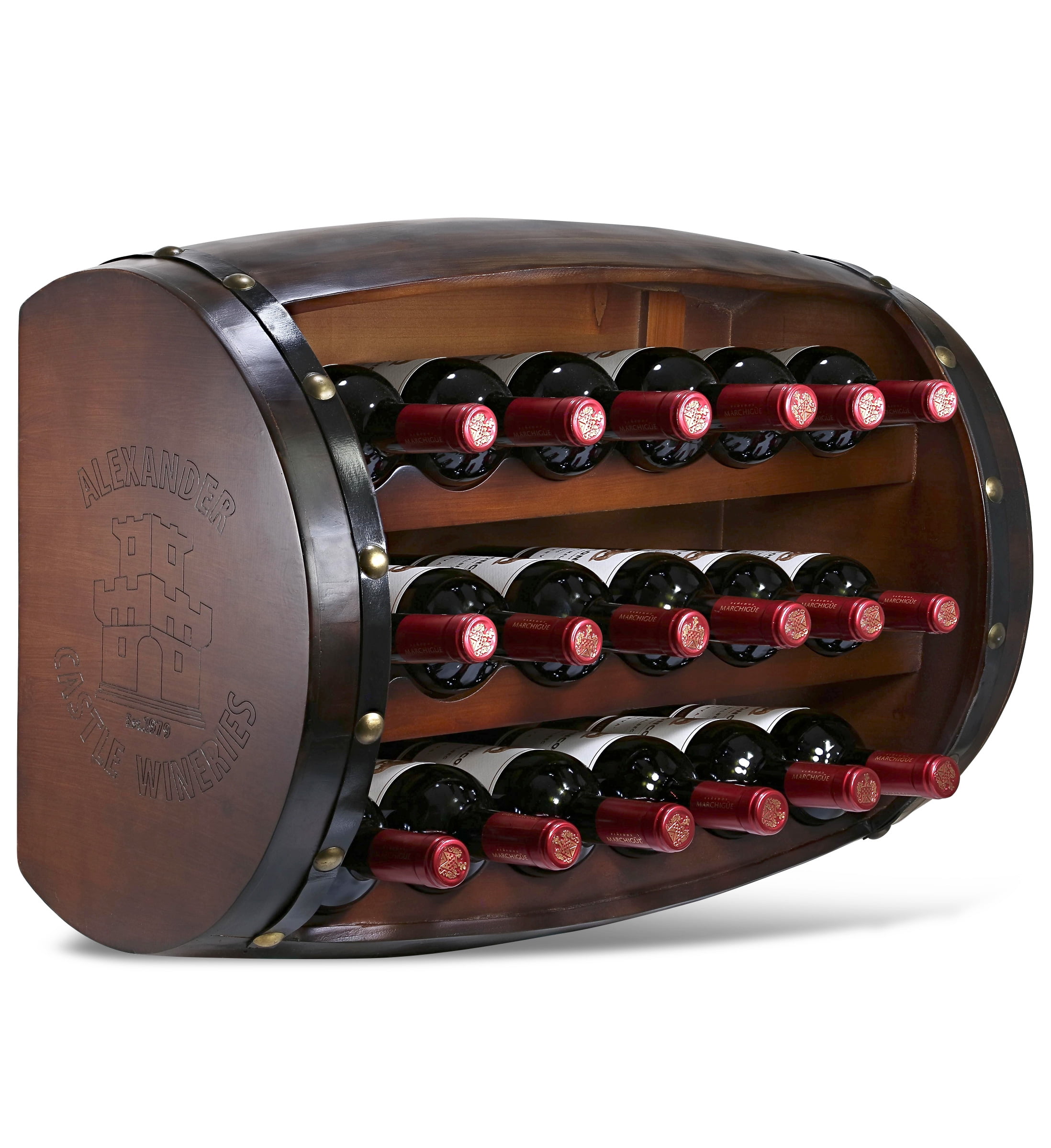 Christow wooden barrel wine rack sale