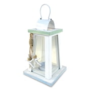 CoTa Global Ocean Breeze Wooden Lantern Candle Holder with Starfish Decor